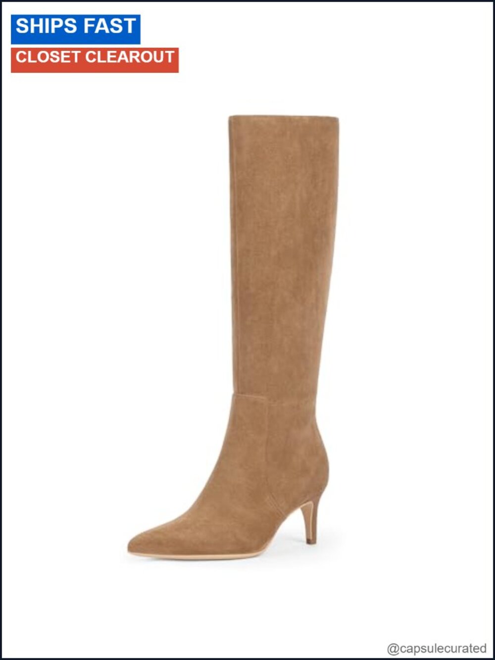 Kitten Heel Knee High Boots for Women Fall Tall Boots Faux Suede Side Zipper